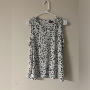 Vince Camuto Floral Sleeveless Blouse Black & White Women’